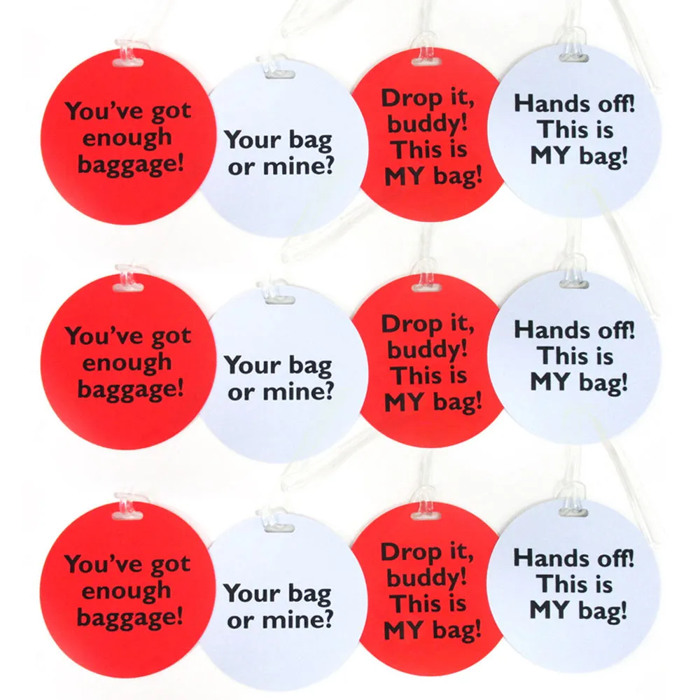 12 Luggage Tags Set Suitcase Label Name Address ID Card Bag Baggage Fun Travel