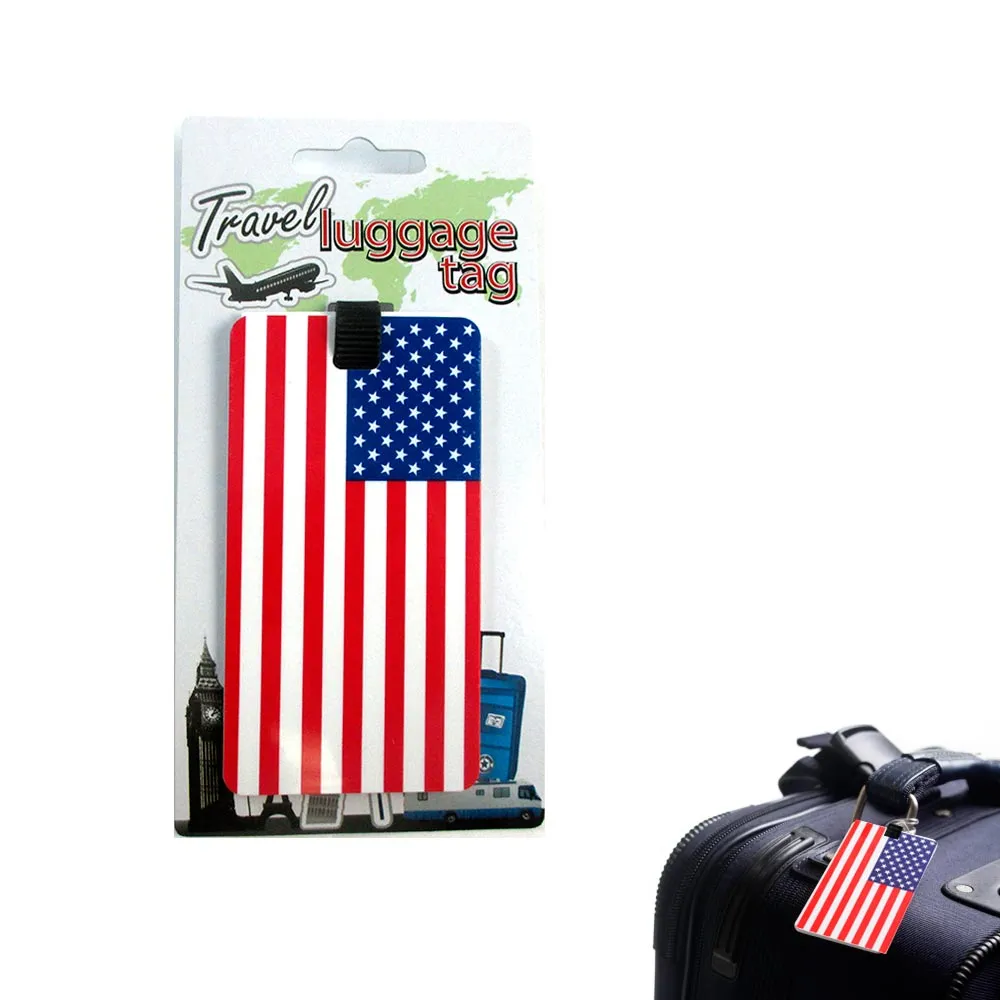 2 Pc Set USA Luggage Tags Label ID Suitcase Bag Baggage Travel American Flag New
