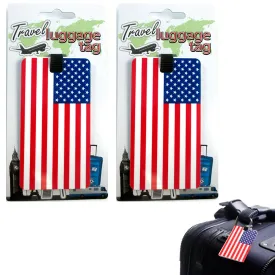 2 Pc Set USA Luggage Tags Label ID Suitcase Bag Baggage Travel American Flag New