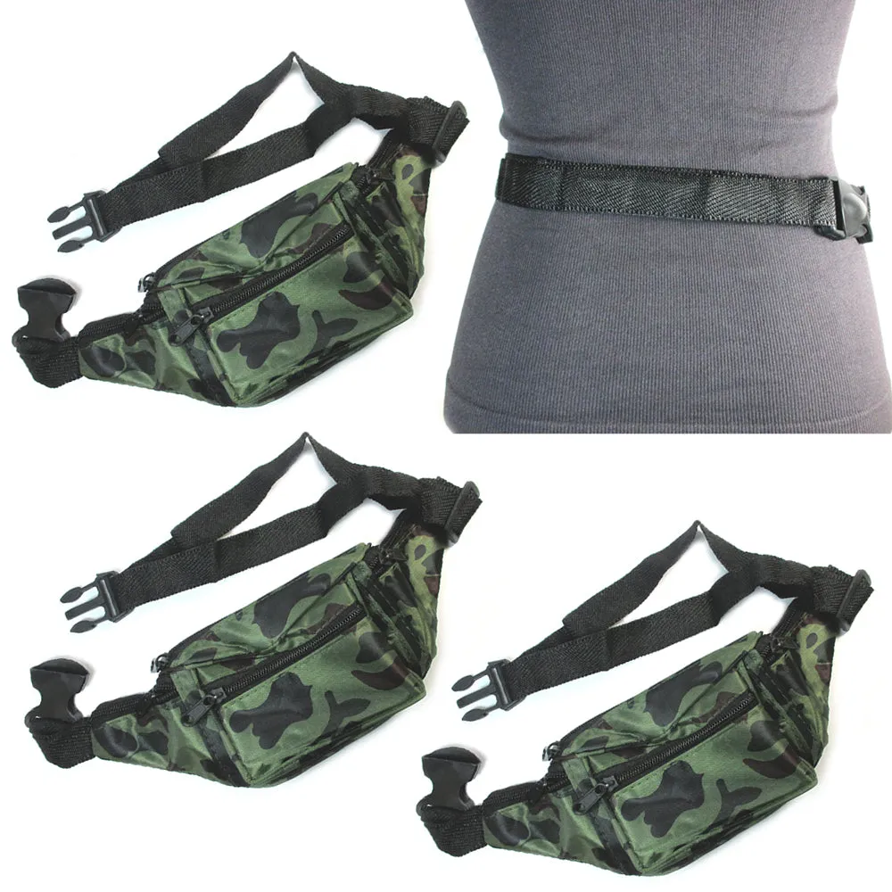3 CAMOUFLAGE Waist Fanny Pack Belt Bag Pouch Travel Sport Hip Men Women Bum Bag
