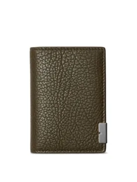 B Cut Leather Card Wallet Green