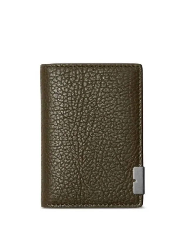 B Cut Leather Card Wallet Green