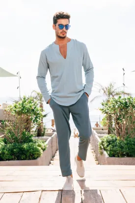 BABY BLUE LINEN TOP