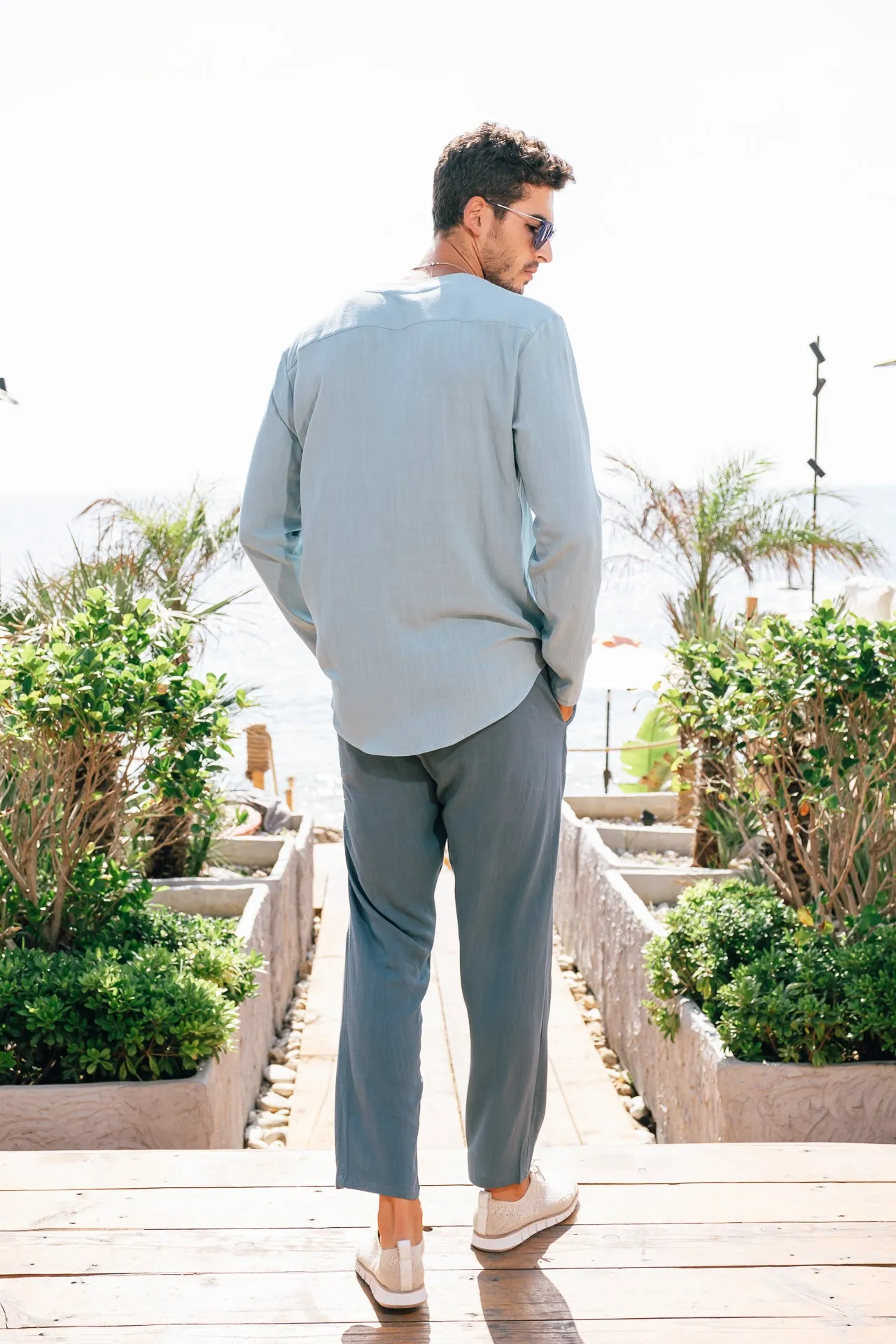 BABY BLUE LINEN TOP