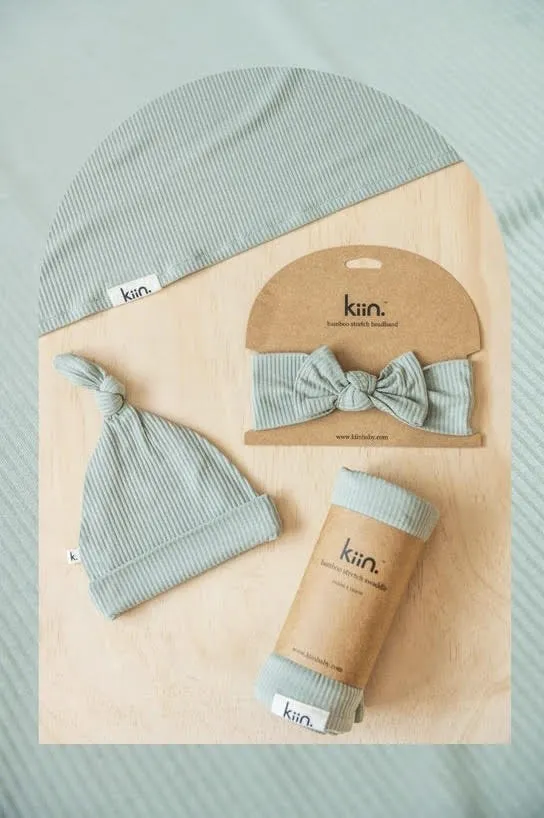 Bamboo Stretch Swaddle - Sage (plus accessories)