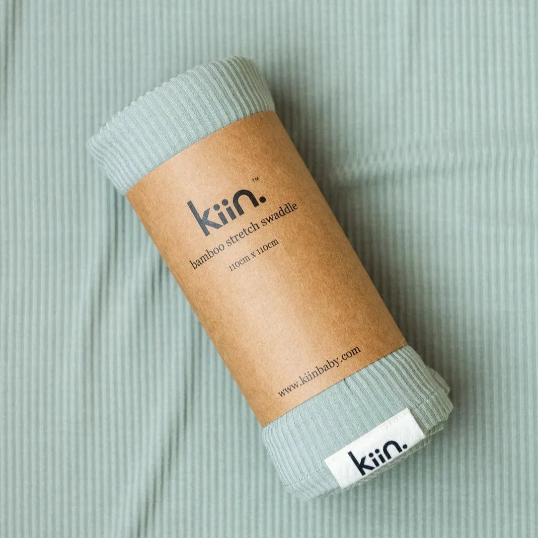 Bamboo Stretch Swaddle - Sage (plus accessories)