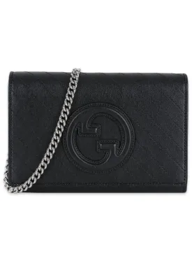 Blondie Interlocking G Leather Chain Medium Wallet Black
