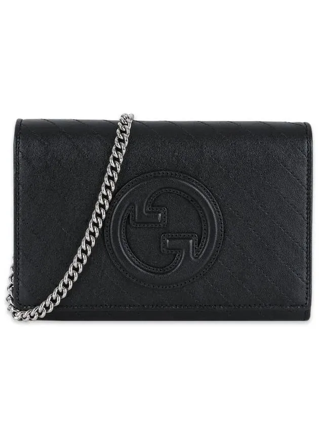 Blondie Interlocking G Leather Chain Medium Wallet Black