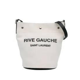 Brown Saint Laurent Canvas Rive Gauche Bucket Bag