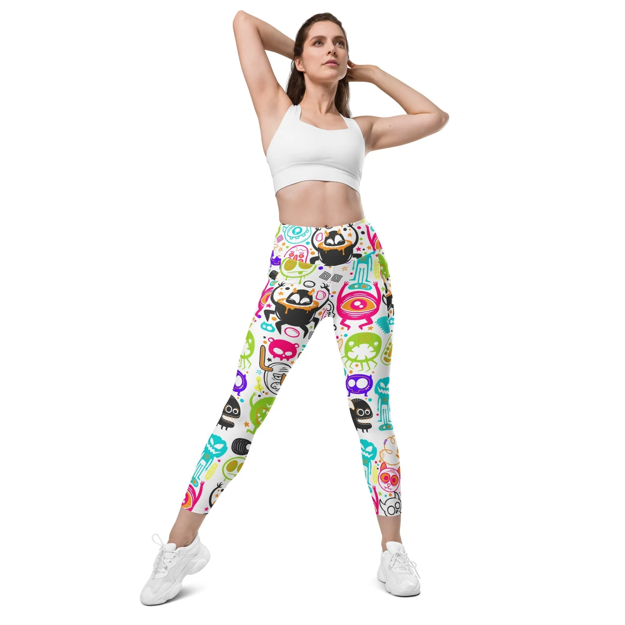 Colorful Doodles Leggings With Pockets