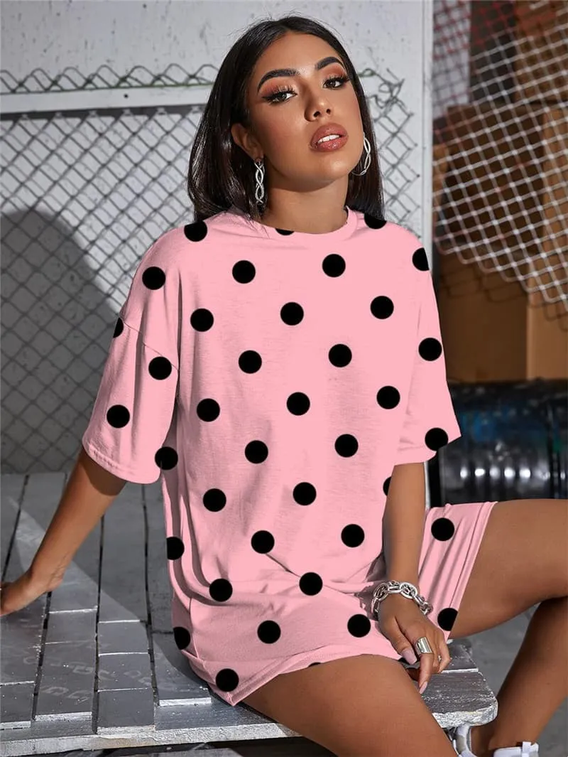 Colorful T Shirt Women Dots Summer Pink Punk Rock Harajuku Tshirt Printed