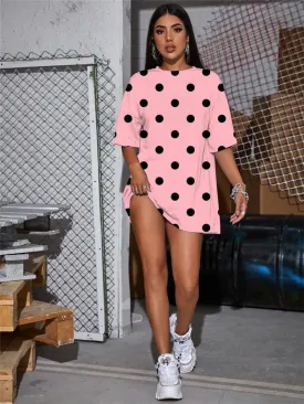 Colorful T Shirt Women Dots Summer Pink Punk Rock Harajuku Tshirt Printed