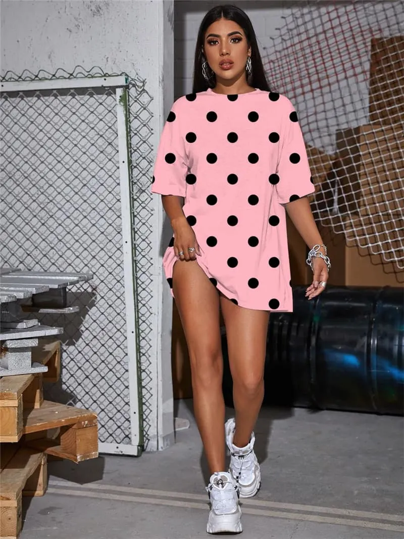 Colorful T Shirt Women Dots Summer Pink Punk Rock Harajuku Tshirt Printed