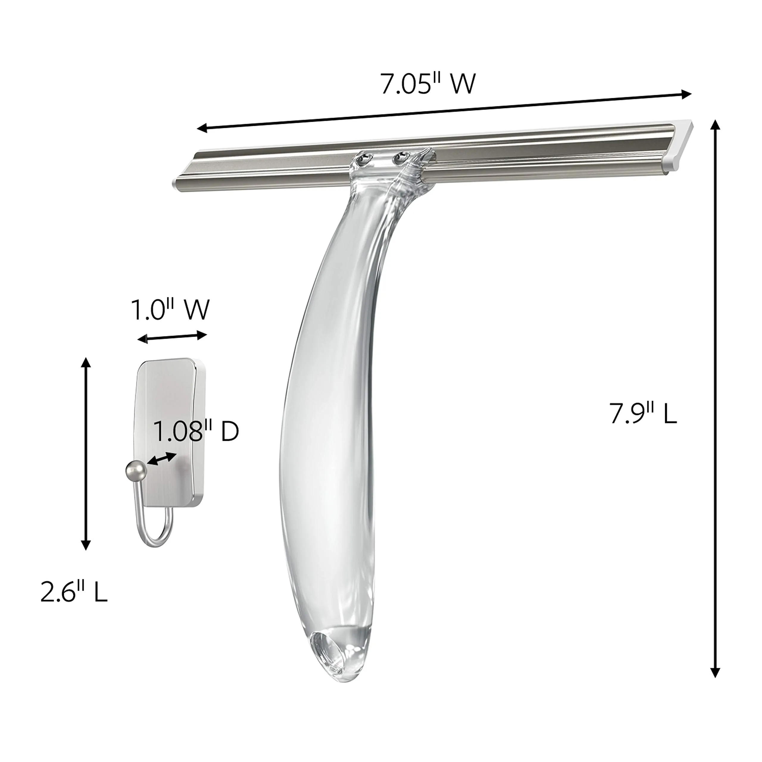 Command Bath Shower Small Water-Resistant Adhesive, Satin Nickel, 1 lb Capacity, 1 Squeegee, 1 Hook, 2 Strips, BATH32-SS-ES Caddy