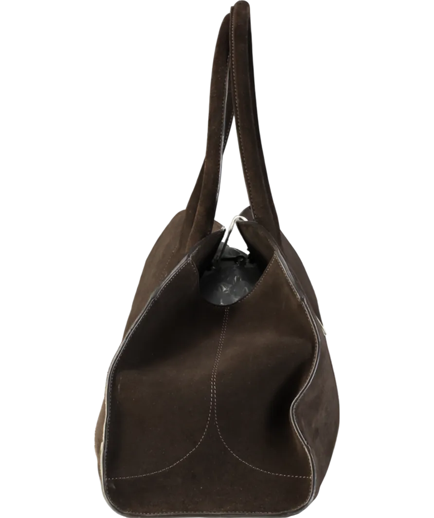 COS Dark Brown Suede Studio Bowling Bag One Size