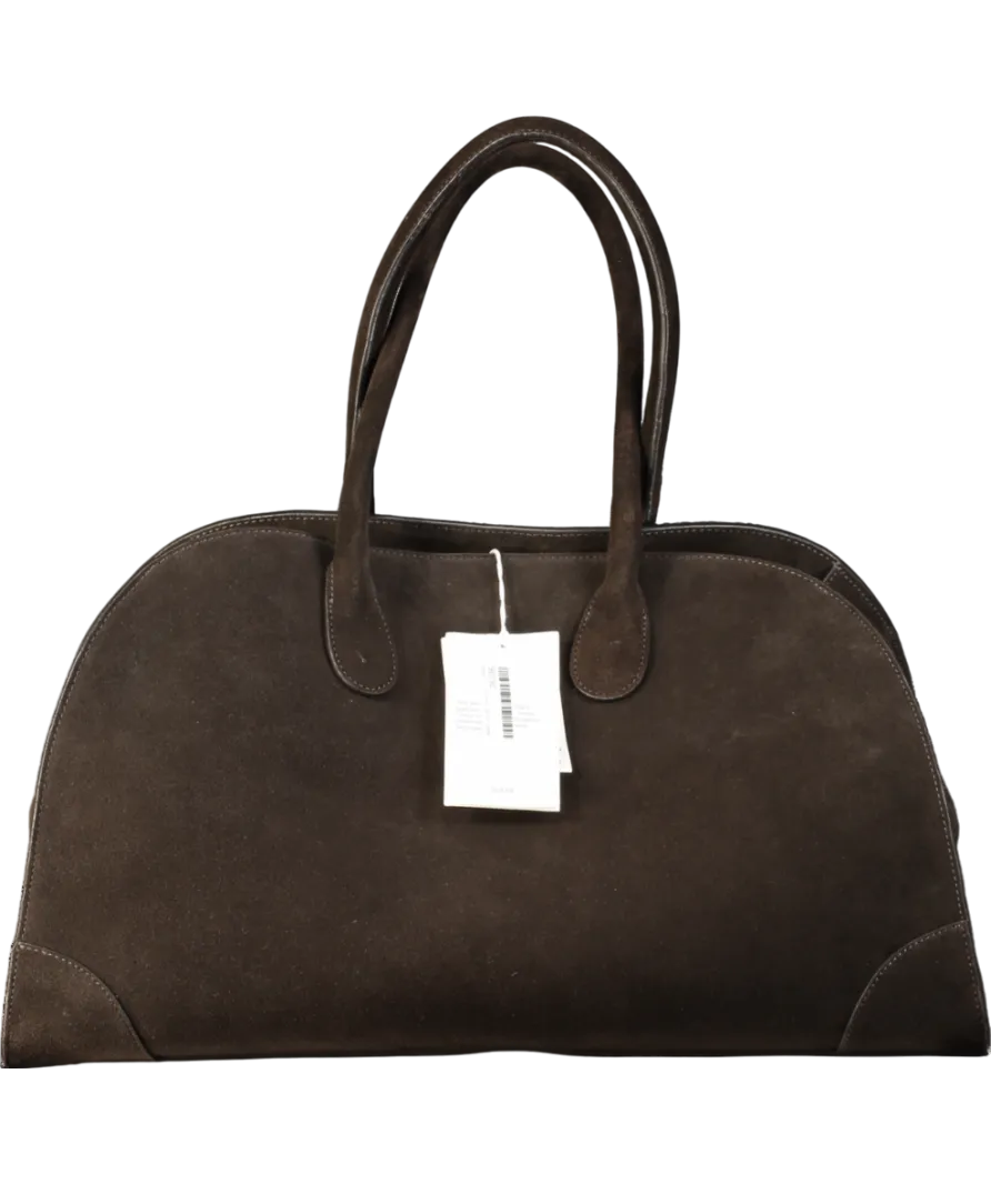 COS Dark Brown Suede Studio Bowling Bag One Size