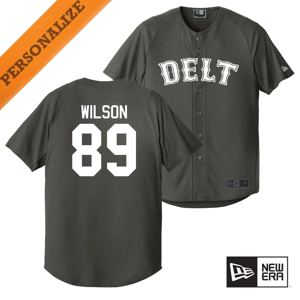 Delt Personalized New Era Graphite Baseball Jersey