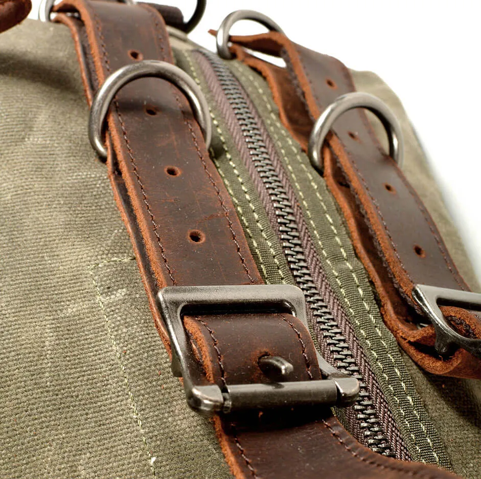 DoubleWaxTraveler™XL Reisetasche Weekender aus Gewachste Canvas & Leder im Vintage Still