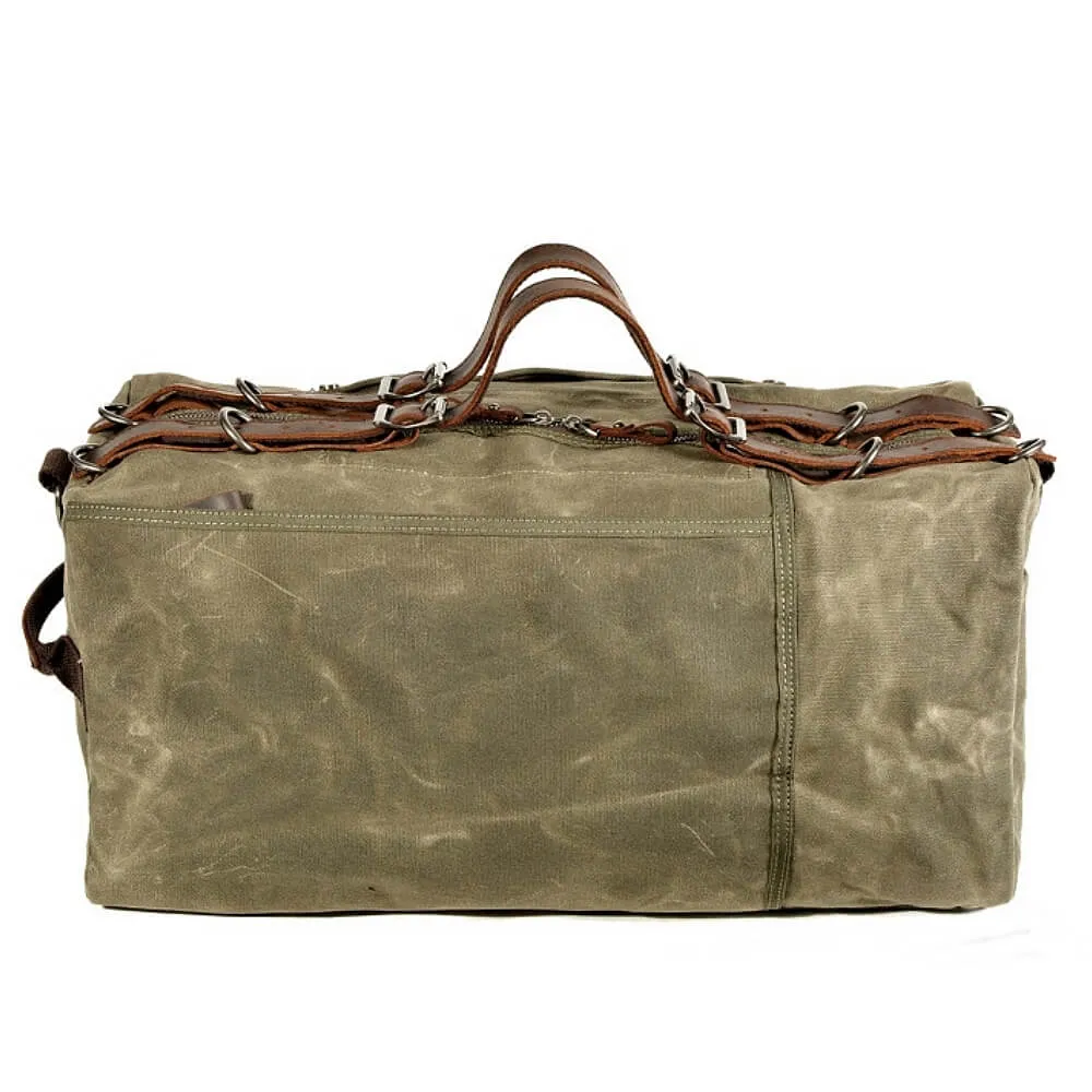 DoubleWaxTraveler™XL Reisetasche Weekender aus Gewachste Canvas & Leder im Vintage Still