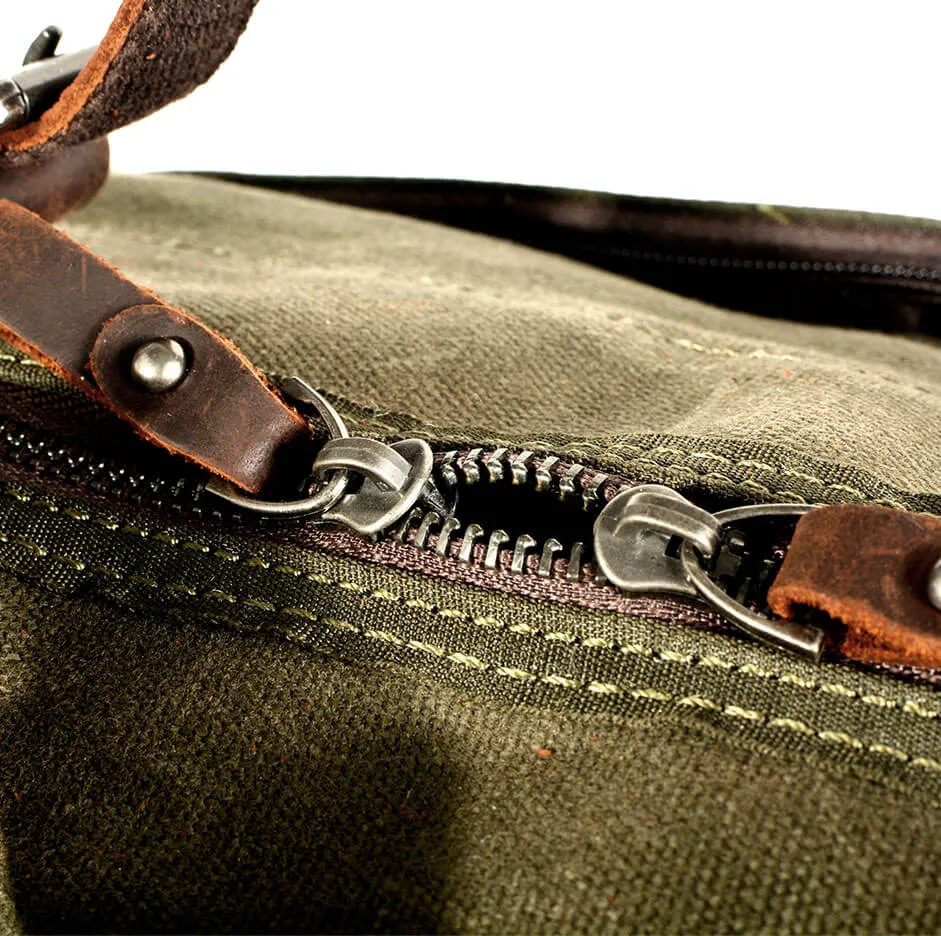 DoubleWaxTraveler™XL Reisetasche Weekender aus Gewachste Canvas & Leder im Vintage Still