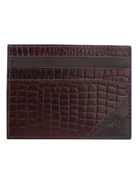 Genuine leather brown croc embossed cardholder