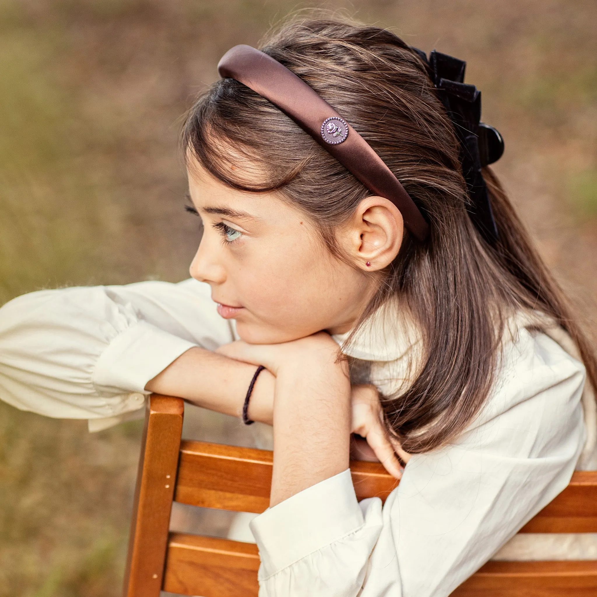 Halo Luxe Rosa Vintage Satin Headband - Chocolate