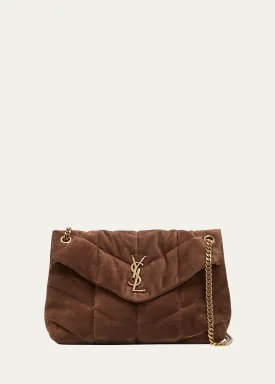 Lou Puffer Medium YSL Crossbody Bag in Quilted Suede