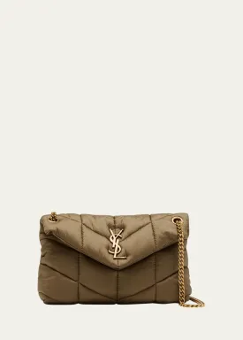 Lou Puffer Small YSL Shoulder Bag in Quilted Nylon