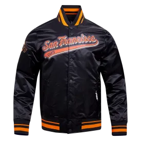 MLB SAN FRANCISCO GIANTS SCRIPT TAIL MEN'S SATIN JACKET (BLACK/ORANGE)