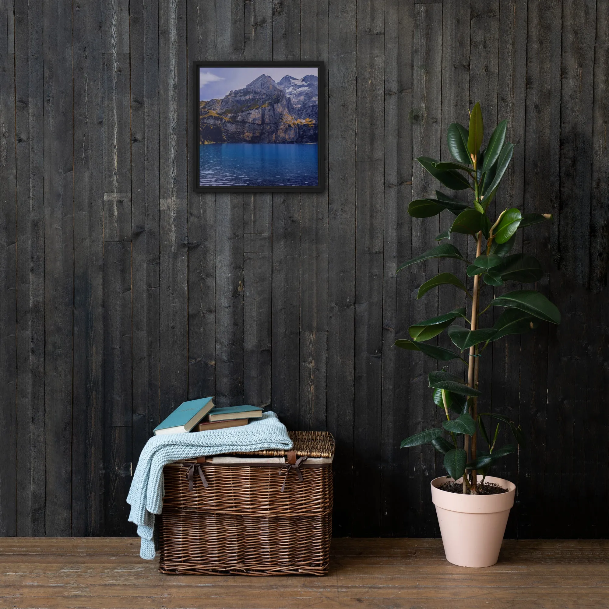 Mountain & River Framed Canvas Print