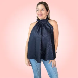 Navy Blue Leopard Top