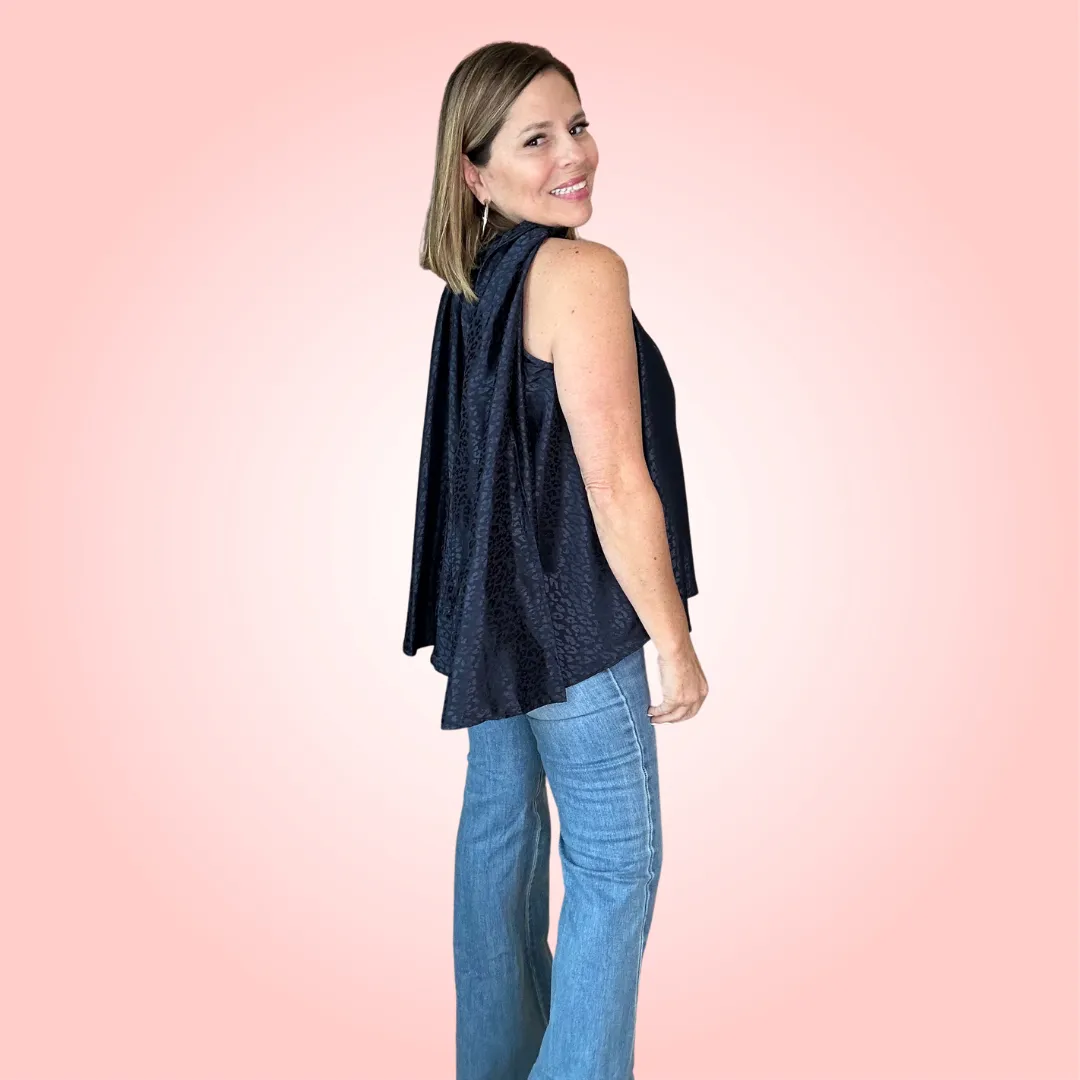 Navy Blue Leopard Top