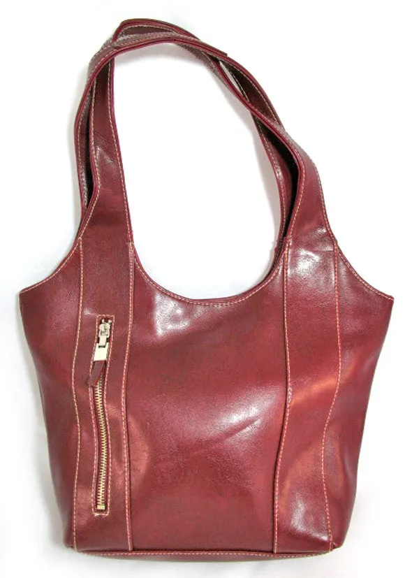 NEW Women RED MAROON BURGUNDY Shoulder PURSE HANDBAG BAG with POCKETS Organizer