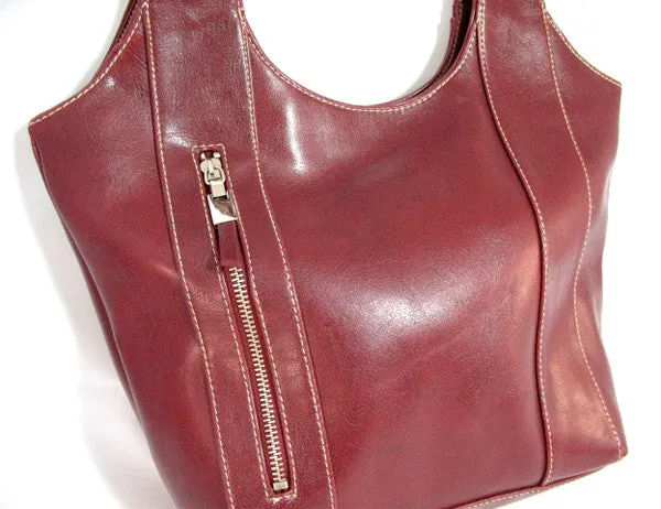 NEW Women RED MAROON BURGUNDY Shoulder PURSE HANDBAG BAG with POCKETS Organizer
