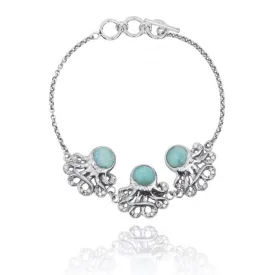 Octopus Bracelet with Caribbean Larimar