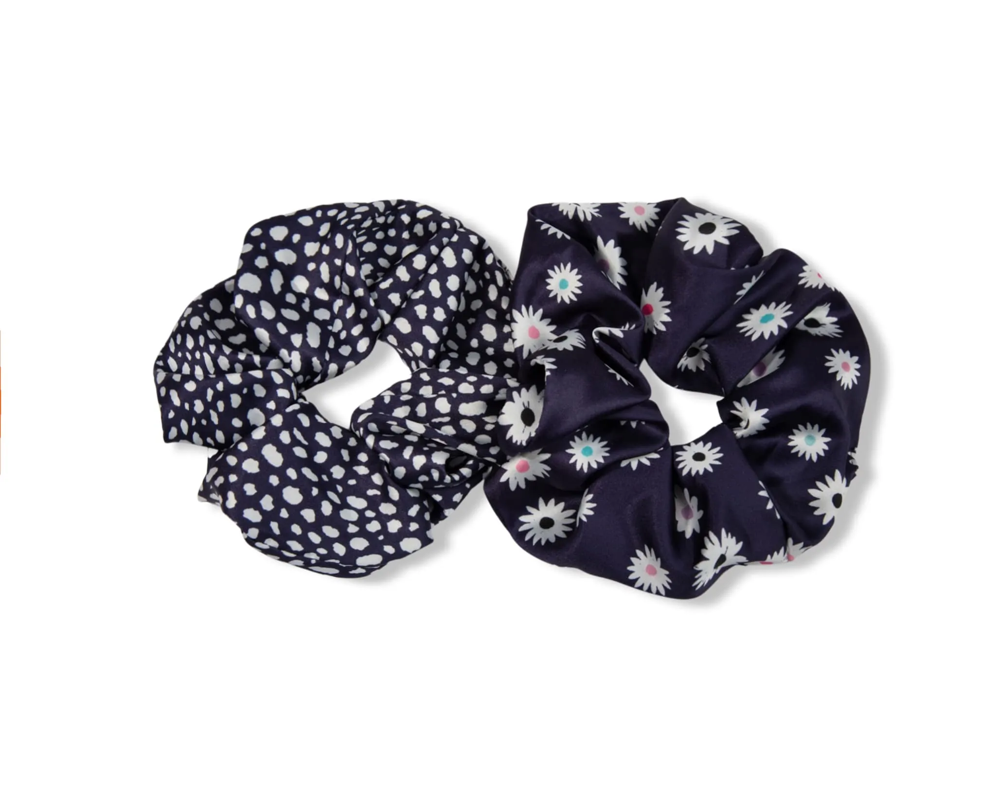Only Curls Satin Scrunchies - Navy Twin Pack