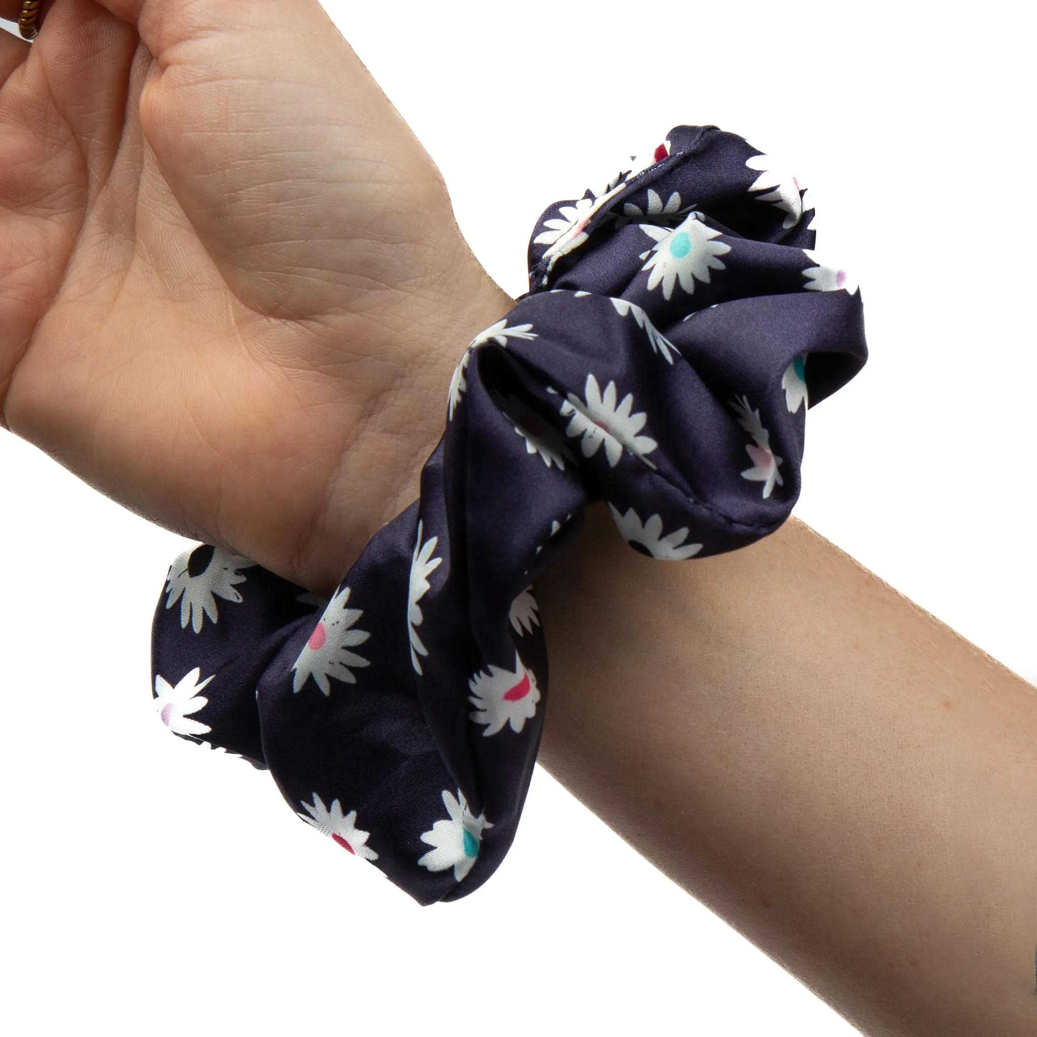 Only Curls Satin Scrunchies - Navy Twin Pack