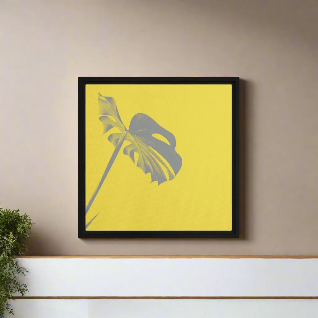 Palm Leaf Yellow Framed Canvas Print