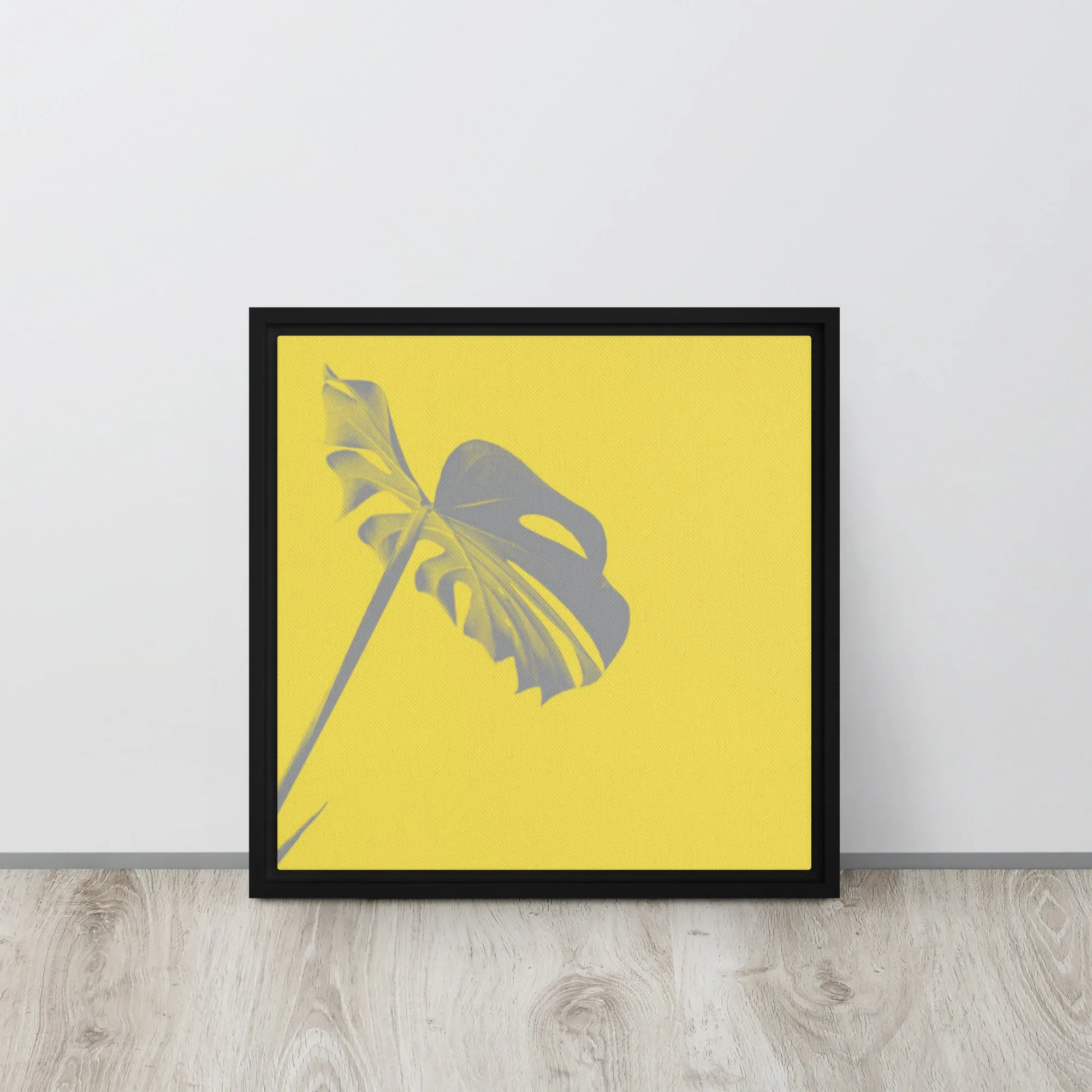 Palm Leaf Yellow Framed Canvas Print