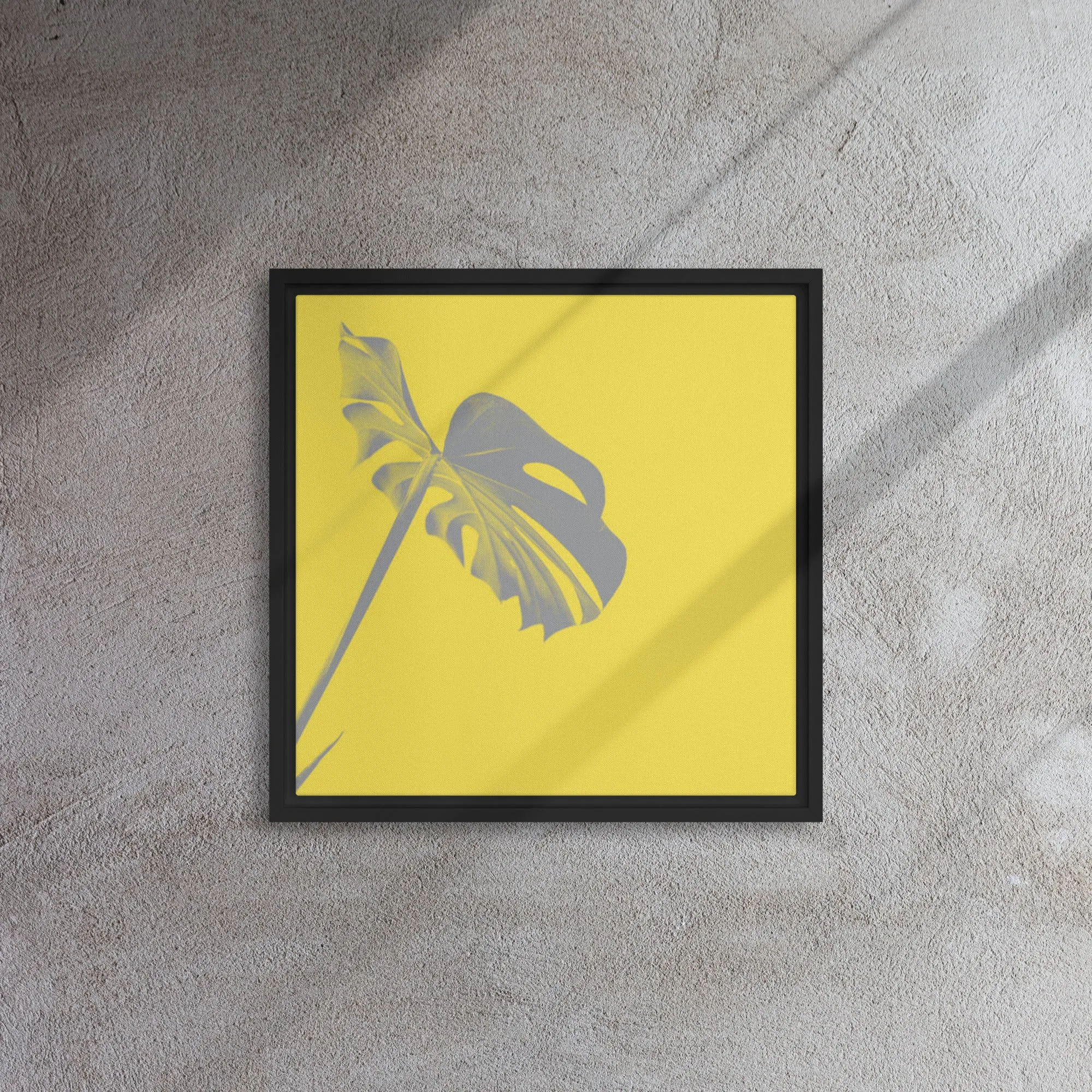 Palm Leaf Yellow Framed Canvas Print