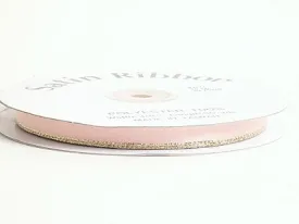 Peach with Gold Edge Satin Ribbon Lurex Edge - ( W: 3/8 Inch | L: 50 Yards )