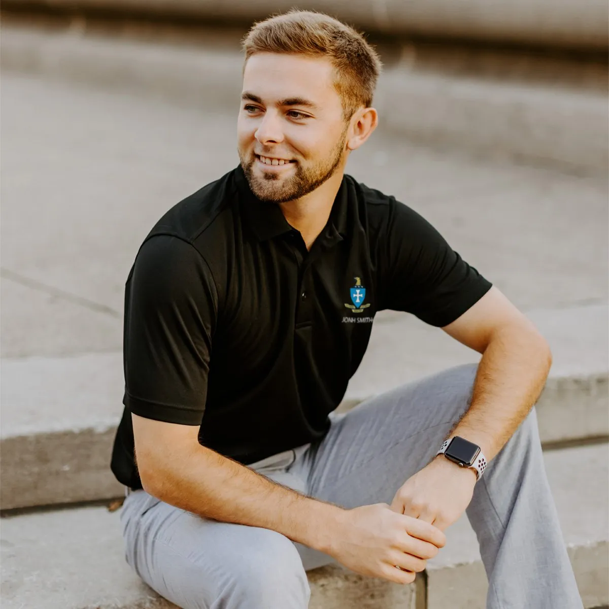 Personalized TKE Crest Black Performance Polo