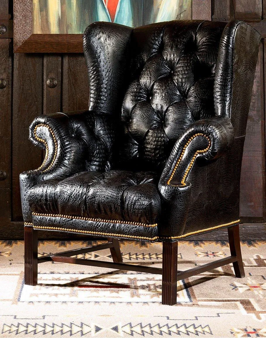 Raven Leather Tufted Chair