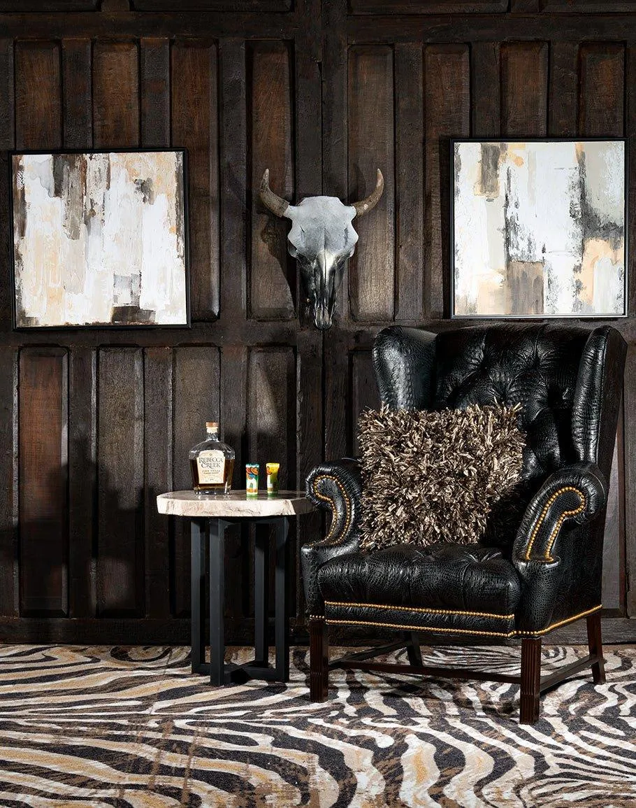 Raven Leather Tufted Chair