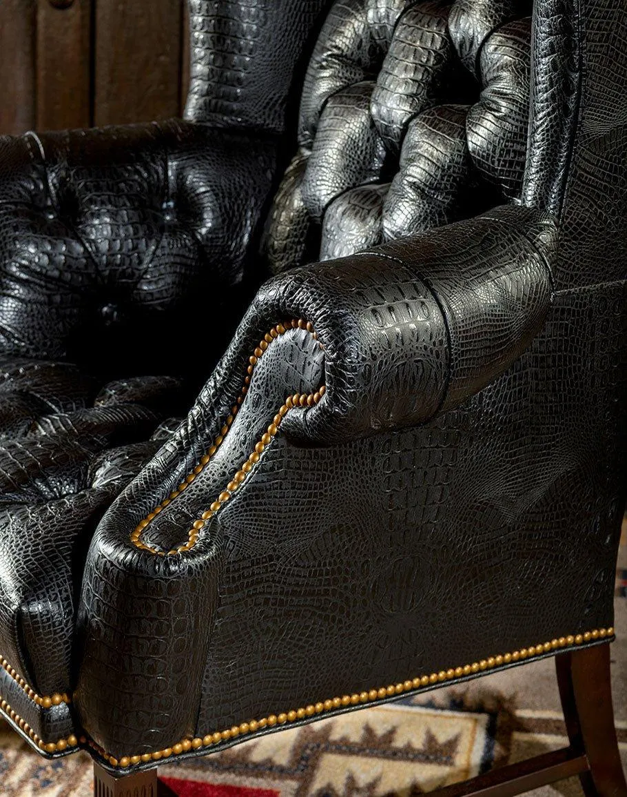 Raven Leather Tufted Chair