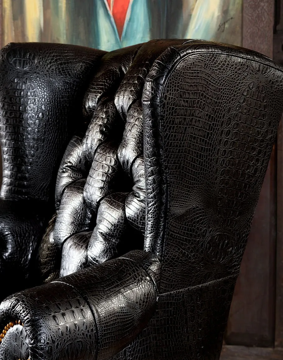 Raven Leather Tufted Chair