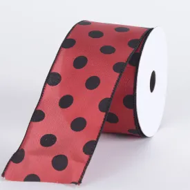 Red with Black Dots Satin Polka Dot Ribbon Wired - ( W: 2-1/2 Inch | L: 10 Yards )