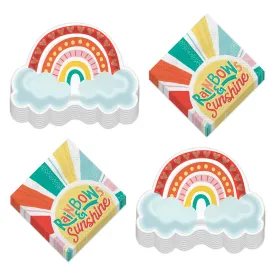 Retro Rainbow Party Shaped Paper Dessert Plates and Luncheon Napkins (Serves 16)
