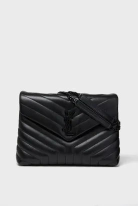 Saint Laurent Black Medium Loulou Monogramme Chain Bag