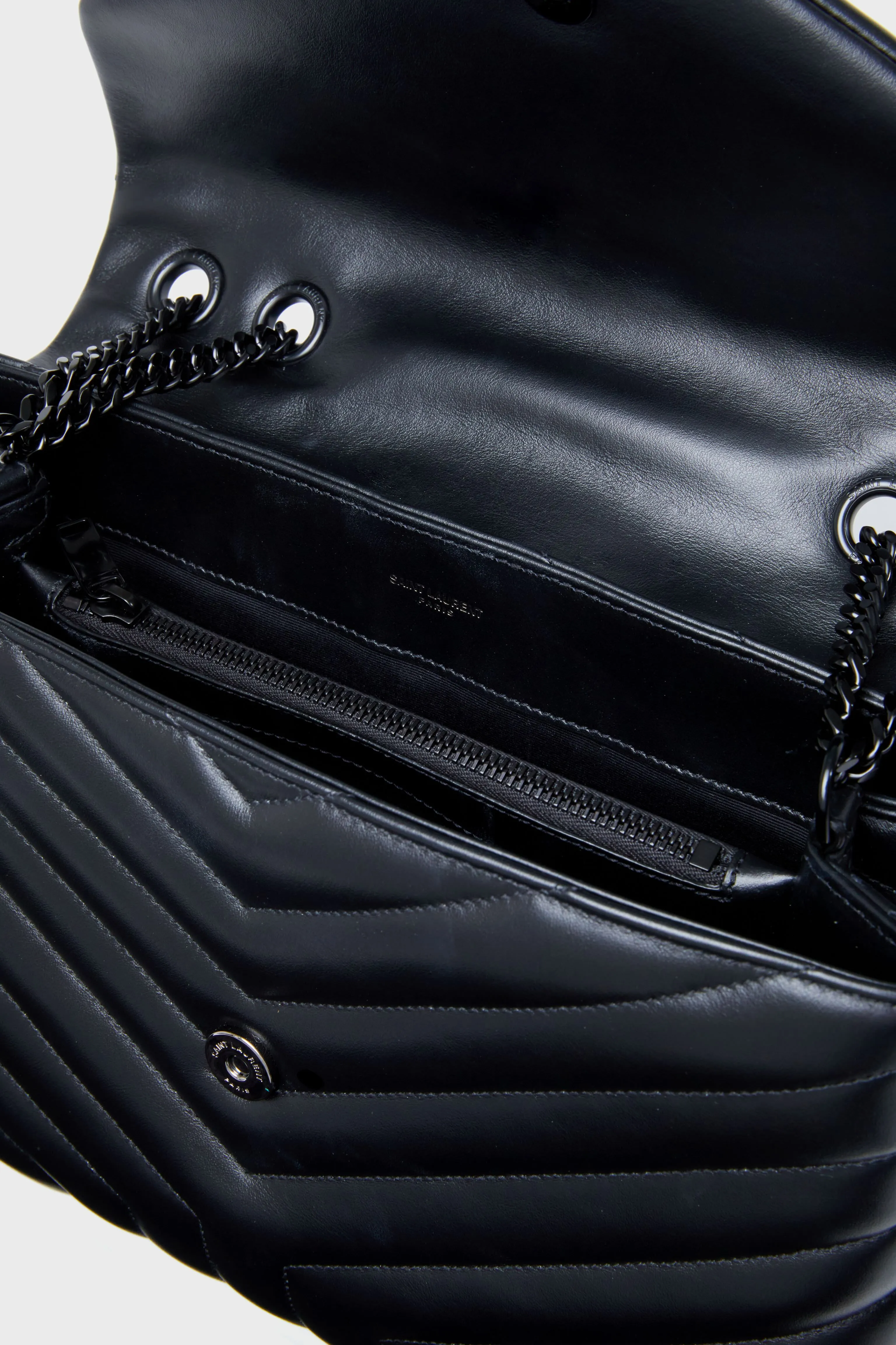Saint Laurent Black Medium Loulou Monogramme Chain Bag